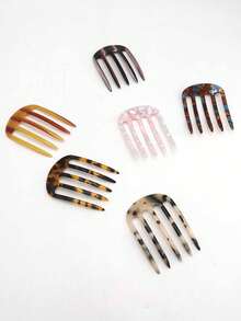 1个豹纹优雅醋酸纤维侧梳，适合日常佩戴，梳子，发梳 - 彩色 - 查看 4