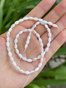 4x8mm Natural Oval Seashell Beads, Pink & White Color, Glossy Finish - Great For DIY Bracelets, Earrings And Jewelry Making Supplies