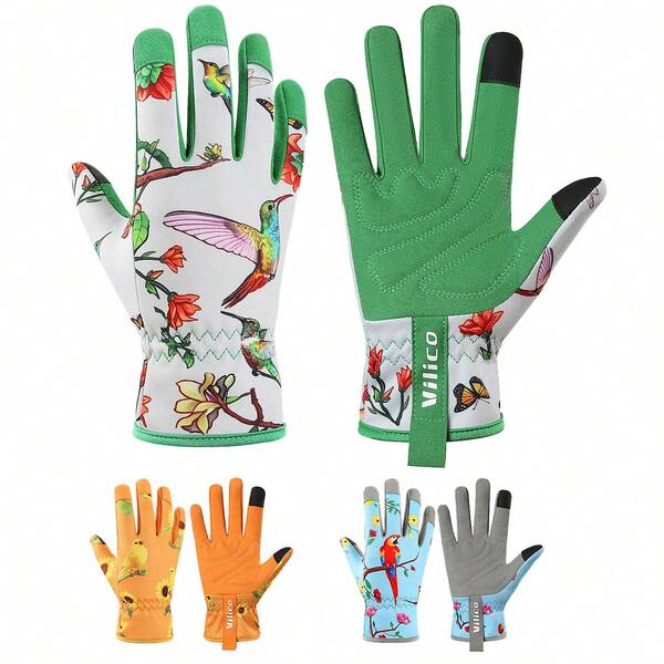 Vilico 1 par de guantes de ciclismo de estilo deportivo al aire libre para hombres y mujeres, con almohadilla de silicona antideslizante y amortiguadora, compatibles con pantalla táctil, de tela duradera y cómoda, adecuados para fitness, running, levantamiento de pesas, esquí, patinaje, voleibol, baloncesto, bádminton, ciclismo, escalada de montaña, baile, campamento al aire libre, pesca, bicicleta