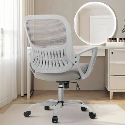 Office Computer Desk Managerial Executive Chair, Mid - Back Mesh Rolling Work Swivel Chairs With Wheels, Comfortable Lumbar Support, Comfy Arms Home, Bedroom, Study, Student,