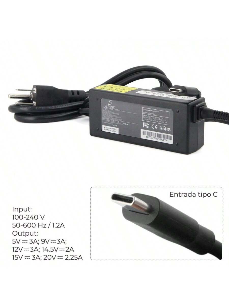 Cargador universal de 45W tipo C para teléfonos móviles y laptops