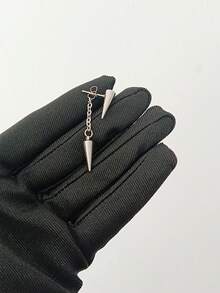 2PCS Punk Rivet Earrings Stainless Steel Ear Piercing Helix Piercing Cartilage Ear Stud Ear Stack Body Piercing Gothic Style - Silver - View 5