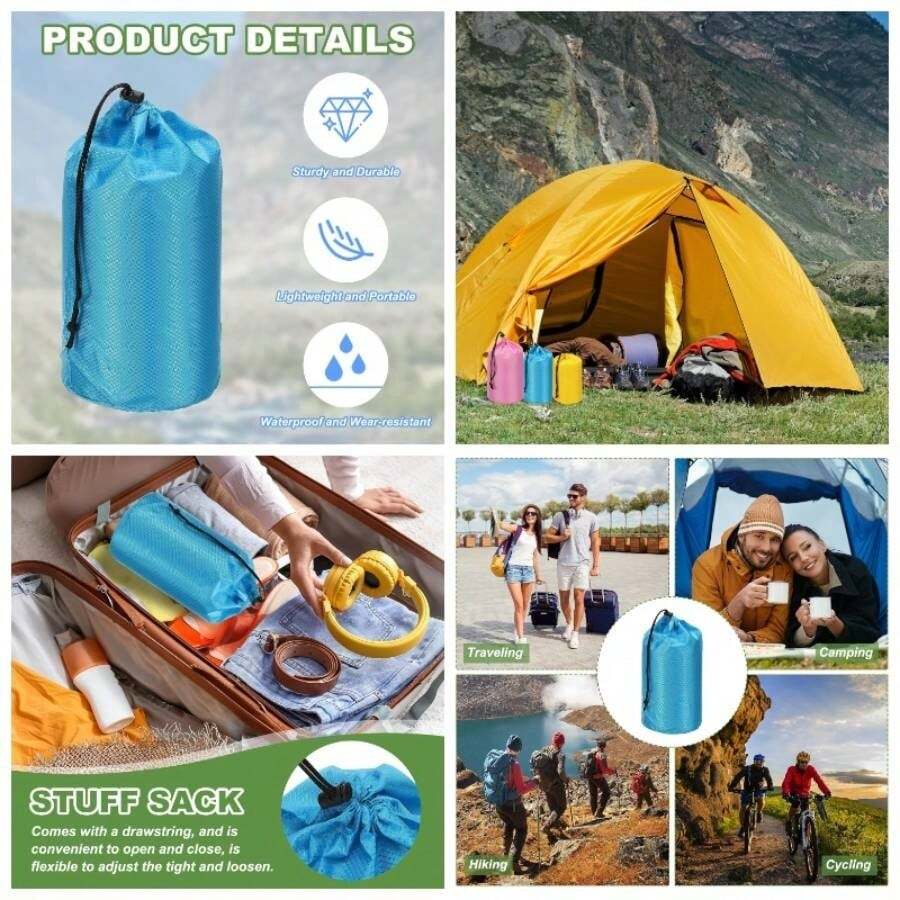 - Saco de almacenamiento impermeable al aire ltima intervensin, bolsa de almacenamiento porttil con cordn, bolsa de dormir ligera para camping, senderismo, mochilero - 6 x 13 pulgadas + Azul - Ver 1
