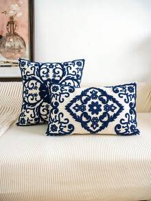 1pc Mandala Flower Exquisite Embroidery Cushion Cover, Various Sizes, Pillow Core Not Included, Suitable For Multiple Rooms