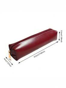 1 pezzo Astuccio con texture in pelle oleata, stile retrò minimalista per studenti, pochette per cancelleria di piccola capacità, in pelle PU