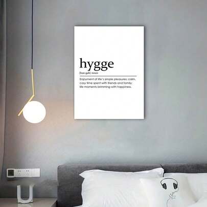 Œuvre murale sur canevas noir et blanc inspirée du Hygge - Affiche de style scandinave sans cadre pour la décoration du salon, de la chambre, du bureau ou du bar