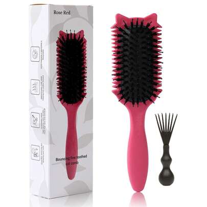 Hair brushes-EU+UK Curling Wet Hair Brush, Soft Bristle Comb, Reduces Hair Pulling, Makes Curls More Smooth, Round Comb Teeth, Unisex Styling Tool, Comb, Back Comb, Styling Comb, Curling Comb, Edge Comb, Hair Brush, Hair Combing, Comb Set, Comb, Curling Comb, Detangling Brush, Women's Comb, Hair, Travel, Hairdressing Products, Hairdressing Tools, Hairdressing Supplies, Hairstylist, Hairstylist Accessories, Barbershop, Hairdressing Equipment
