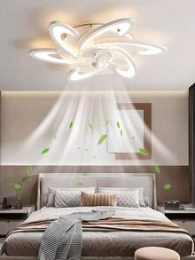1个现代亚克力吊扇带灯 | 高清黑白灯罩 | 遥控LED灯可调光和风速 - 适用于厨房、卧室和客厅 - 彩色 - 查看 5