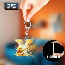 2D Impresión plana, 1 llavero acrílico, 26 letras del alfabeto inglés y abeja de Navidad A-Z, colgante con inicial de nombre, lindo colgante de bolso, llavero de pareja, llavero de coche, adecuado para Navidad, Acción de Gracias, Día de San Valentín, decoración festiva, regalo de carnaval, regalo de Navidad 2D Plano