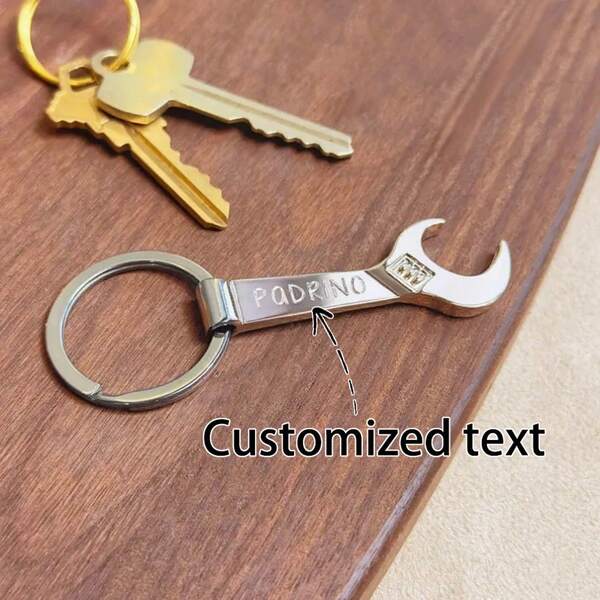 1pc/5pcs/10pcs Personalized Bottle Opener, Custom Text Wrench Keychain, Portable Keychain, Unique Gift For Father's Day, Christmas, Birthdays, Weddings, Anniversaries, Laser-Engraved Wrench Keychain