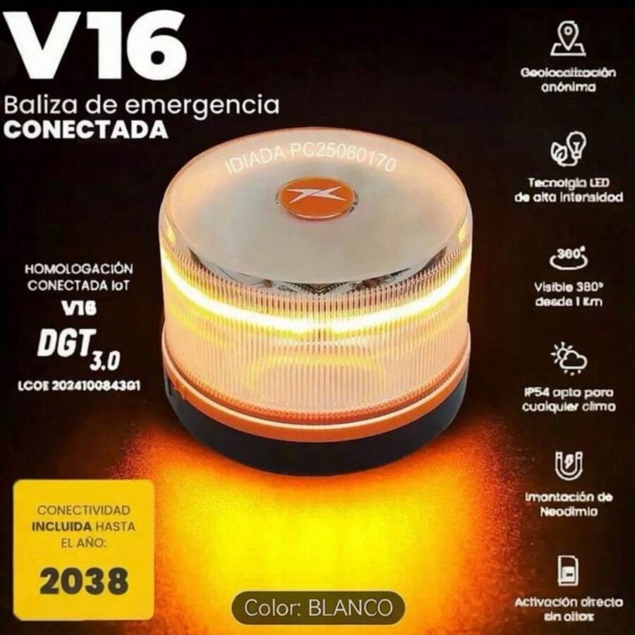Traffic-Approved Emergency Car Light, With SIM Card And Paid Data Until 2038, Traffic-Approved V16 Beacon With Geolocation, Mandatory January 2026, V16 Light With Geolocation 3.0, Approved By Traffic Authorities - LUZ-V16-EX-1 PCS - 查看 1