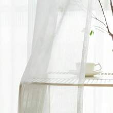 Cortinas Translcidas para Saln, 2 Piezas Cortinas Salon Blanco, 135x 240cm Cortinas Translucidas Equilibrar La Privacidad y La Luz para Dormitorio, Habitacin, Modernas, Frescas - transparente - Ver 5