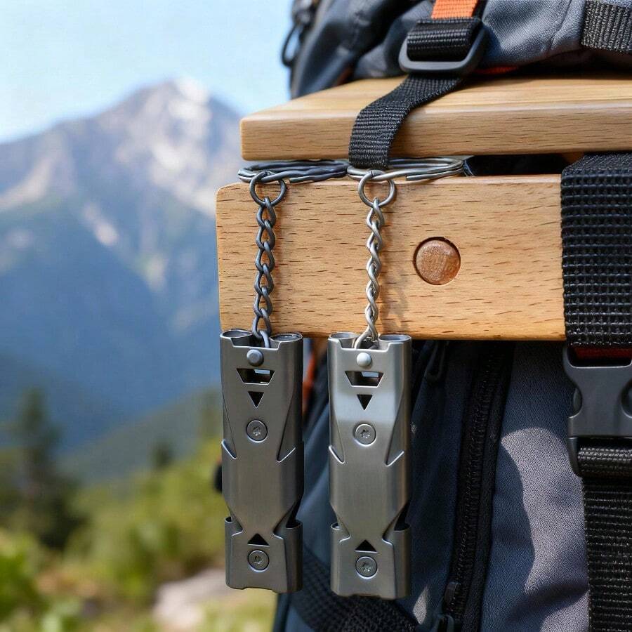2pcs Survival Whistle, Stainless Steel High Frequency Earthquake Rescue Whistle, High Decibel Emergency Whistle
