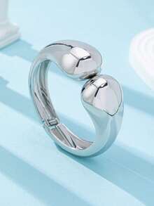 1 pieza Brazalete de puño grueso de diseño minimalista y de moda, Set de brazaletes de resina con diseño de cúpula estilo americano europeo, Brazalete de forma asimétrica de gota de agua