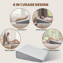 7"-12" Therapeutic Wedge Pillows - Certified Memory Foam For Acid Reflux, Back Pain & Sleep Apnea Relief (3 Heights) #PosturePillow #PainRelief - White and Gray - View 11