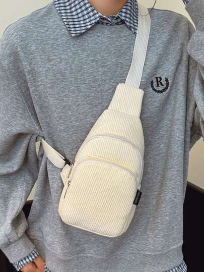 Vest Pocket Corduroy Waist Bag New Casual Light Single Shoulder Bag Korean Version Of The Versatile Simple Cross-Body Vest Pocket