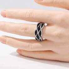 1pc Vintage Luxury Gold Tone Stacked Faux Moonstone Ring For Women