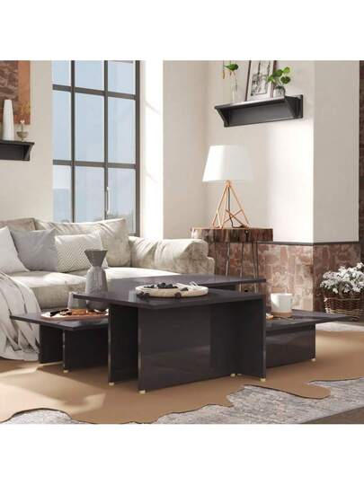 VidaXL Coffee Tables Pcs 111.5x50x33 Cm Processed Wood High Gloss Grijs