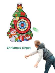 Cible d'arbre de Noël, accessoires de jeu thématique de Noël pour enfants, jeu de fête de Noël pour les 3-12 ans, jeu interactif pour fête familiale parent-enfant, boîte-cadeau de Noël (comprend 1 crochet + 3 balles)