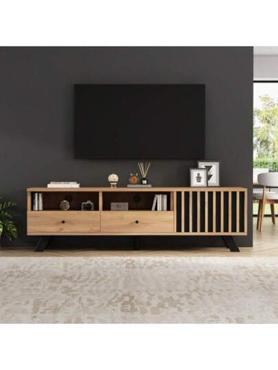 150*38*44cm TV Cabinet, Small St Cabinet Drawers, Lowboard 150cm Wide, 60 Inch TVs, Living Room In Wood view 4