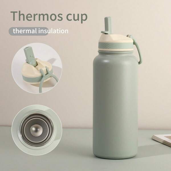 Großer Edelstahl Vakuum Flasche, Deckel und Tasse, Wasserflasche, Heißwasser Becher, Doppelwandige Isolierung, super tragbar, multifunktionales Design, sehr geeignet für Reisen, Zuhause, Büro, Schule und einzigartige Geburtstagsgeschenke, Weihnachtsmann Geschenke, Küchenausstattung, Thanksgiving Geschenke, Weihnachtsgeschenke, Halloween Geschenke, Valentinstag Geschenke, Neujahrgeschenke