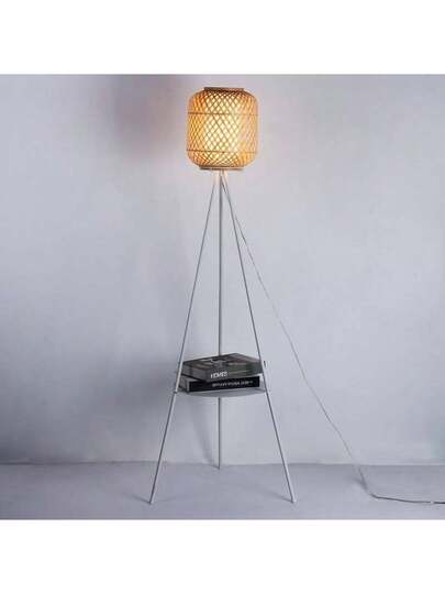 Alpinaluz Aluminum Tripod Vloer Lamp Bamboo Wicker Shade Diff Tray Tafel Living Room Bedroom E27 view 5