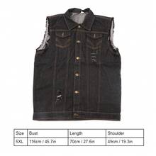 Chaleco Vaquero para Hombre - Negro 5XL (Cuello Vuelto, Diseño Sin Mangas y Monopeto, Estilo Casual con Bolsillos Funcionales, Ajuste Relax para Tallas Grandes) - Multicolor - Ver 2