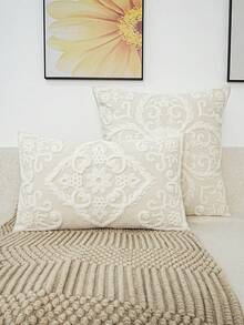 1pc Mandala Flower Exquisite Embroidery Cushion Cover, Various Sizes, Pillow Core Not Included, Suitable For Multiple Rooms
