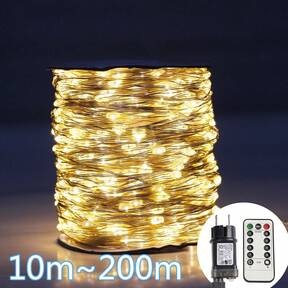 Łańcuch świetlny LED z miedzianego drutu, lampki choinkowe z miedzianego drutu 100 m i 200 m, lampki choinkowe, używane na noworoczne przyjęcie, dekoracja świąteczna na tarasie ogrodowym