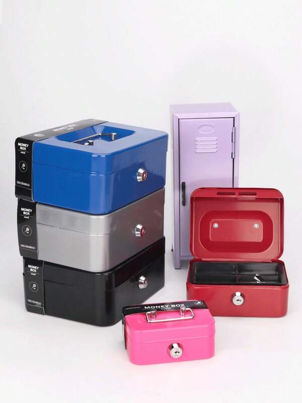 Key-Lock Mini Coin Box - Money Banks With Key Lock, Top Handle Holder, Adult Piggy Bank, Coin Saver, Cash Register For Daily Office Use, Perfect Halloween, Christmas Gift Idea