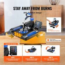Heat Press Machine 12 X 15 Inch 8 In 1 Heat Press Sublimation Machine 360° Rotation Swing Away 8 In 1 Shirt Printing Machine Double Tube Heating For DIY T-Shirts, Caps, And Mugs Blue - 查看 6