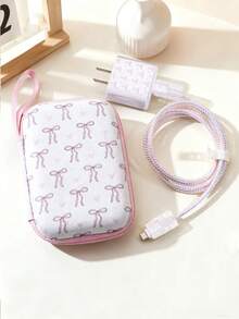 Set de 6 piezas de kit protector de cable de datos, organizador de productos digitales y auriculares, organizador y protector de cable USB, protector de cabezal de cargador, bolsa con diseño de lazo de moda, estuche de cargador, bolsa impermeable para organizar electrónicos, artículos esenciales de viaje para hombres y mujeres - Multicolor - Ver 3