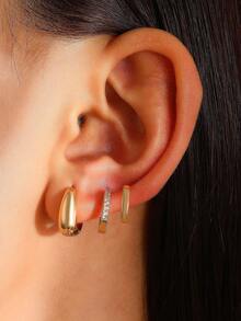 5 piezas Pendientes de clip en forma de C estilo punk hip hop, pendientes de botón geométricos lisos en forma de C, conjunto de pendientes para mujer, adecuados para uso diario, fiesta, festival, joyería para mujer