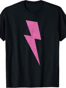 Lightning Bolt Thunder T-Shirt - Pink Design T-Shirt - Style 24 - View 1