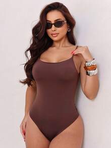 Kit 4 Basic Women's Bodysuits With Straps And Padded Bras, Non-Transparency, With Elastane And Basic Padded Bra, Versatile, Shapewear, Casual Fashion, Cheap For Gringa Bloggers - BLUEBB-咖啡-黑白 - 查看 6