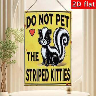 1 pieza Letrero decorativo de madera cuadrado, tema de advertencia divertido "No tocar al gatito rayado", adecuado para decoración de patio, calle, zoológico, refugio de animales, área de conservación de vida silvestre