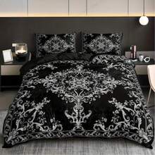 3pcs Duvet Cover Set (Includes 2 Pillowcases) - Breathable Polyester Bedroom Set, All Season Digital Printing, Black & White Jacquard Pattern, Machine Washable, Duvet Insert Not Included - Fabric Weight 90gsm - Multicolor - View 14