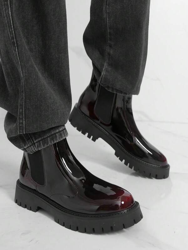 Men's Mid-Top Derby Boots, Flat Non-Slip Suitable For Outdoor, Business Casual, Riding