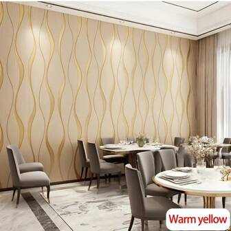 1 Roll Of Beige 3D Wave Pattern Self-Adhesive Wallpaper Line Wallpaper Add Simplicity And Fashion To Your Space. Peel And Stick, Durable, Suitable For Walls, Countertops, And Furniture. Self Adhesive Removable Wallpaper Easily Creates A Fresh And Modern Home Atmosphere Home Decoration Stickers 17.7inx39.3/118.1/196.8/393.7in Four Seasons Available Wallpaper
