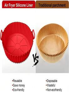 1 pieza Tapete de silicona para freidora de aire, de silicona E, resistente al calor, resistente a los arañazos, fácil de limpiar, apto para freidora de aire, horno, microondas, puede hornear papas fritas, asar pollo, pizza, alitas de pollo, práctica alfombrilla de silicona multifunción para el hogar, bandeja y tapete de silicona reutilizable para hornear, tapete redondo para freidora de aire - antiadherente, resistente al calor hasta 450°F/232°C, fácil de limpiar, compatible con freidora de aire, horno y vaporera - Navidad, Día de San Valentín