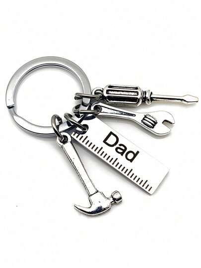 1pc Stainless Steel Dad Hammer Screwdriver Wrench Tool Keychain, Father's Day Gift Christmas