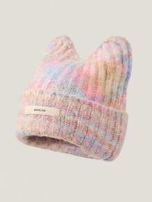 1 件渐变色猫耳毛绒针织帽，女士保暖护耳帽，百搭针织防寒帽，适合秋冬季女士 - 針織帽 - 查看 9