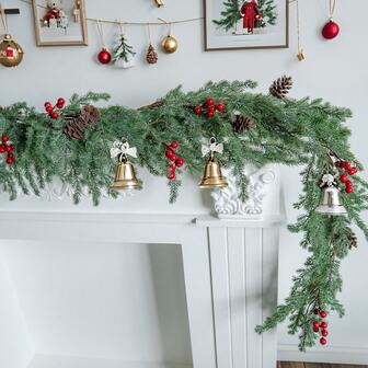 1 件 1.8 米/80.76 英寸圣诞花环藤蔓，2025 年圣诞家居装饰、室内装饰、壁炉装饰藤蔓、诺福克松花环、圣诞礼物、秋季万圣节感恩节装饰、房间装饰、圣诞装饰品