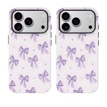 1 pieza Estuche de película con patrón de lazo morado - Estuche resistente de doble capa para una protección duradera y a prueba de golpes - Para iPhone 17, 16, 15, 14, 13, 12, 11, 8, 7, X, XS, XR, Plus, Air, Pro, Max, Mini, SE2, SE3, protección perfecta para el teléfono, accesorio móvil, cubierta decorativa, material resistente, carcasa protectora, funda para teléfono, para entusiastas de la tecnología, adecuado para exteriores, compatible con Android y la mayoría de teléfonos inteligentes, regalos para madres, familia, amigos, niños, cumpleaños, vacaciones, bolsa impermeable para teléfono