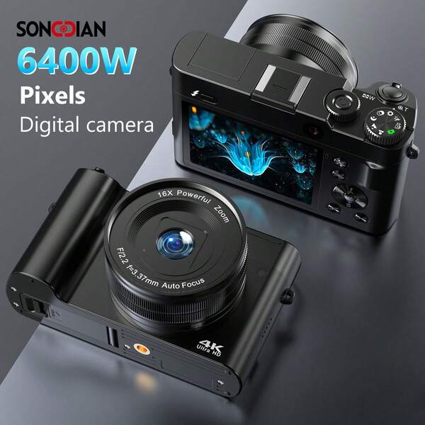 SONGDIAN SONGDIAN DC218 Digital Camera 4K Ultra HD 64MP Vlog Camera With 32GB SD Card 1050mAh Battery 16x Optical Zoom 2.8-Inch TFT Screen Autofocus LED Flash Instant Print Photographic Camera For Adults | Compact Portable Design | Perfect Gift For Travel Family Events Photo Shooting Vlogging Content Creation.