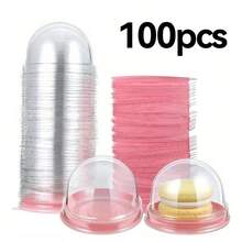 200个装,透明塑料迷你蛋糕盒(带盖),圆形纸杯蛋糕托,塑料蛋黄泡芙盒,月饼圆顶盒,烘焙包装盒,厨房烘焙工具,小型企业用品 - 彩色 - 查看 19