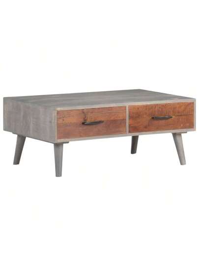 VidaXL Coffee Tafel 100x60x40 Cm Solid Rough Mango Wood Grijs view 8