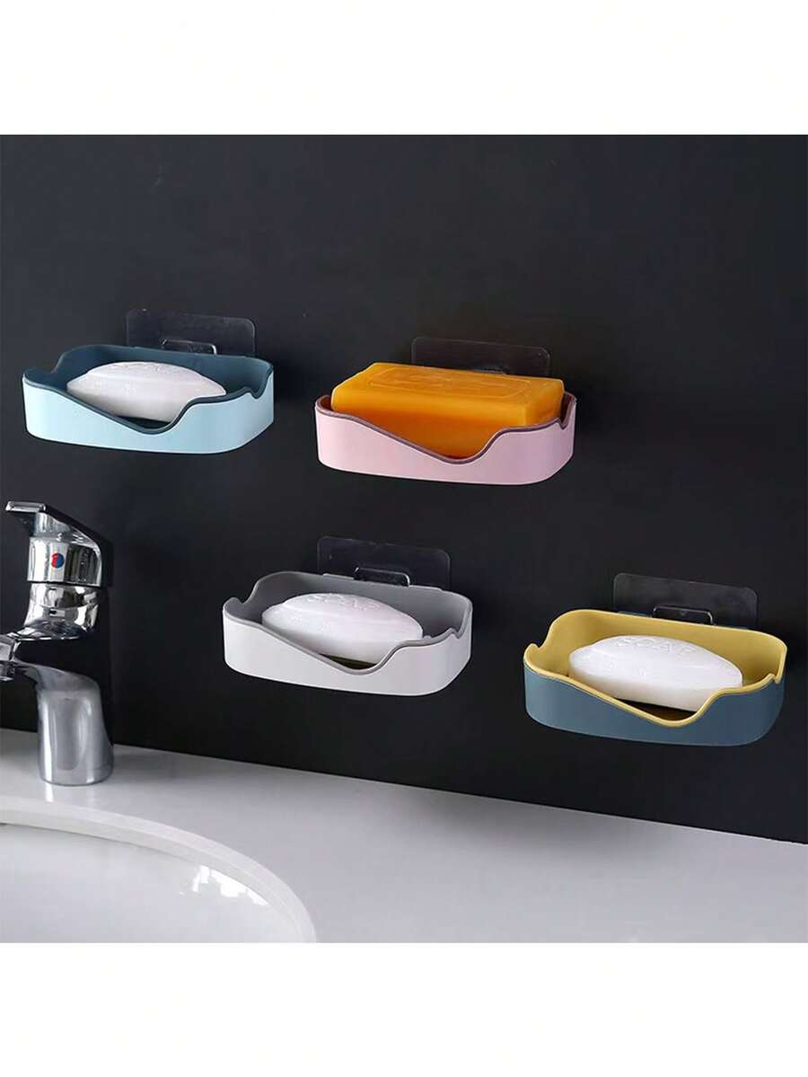 2 pezzi Portasapone da viaggio portatile montato a parete in plastica con drenaggio, per forniture da bagno e articoli da viaggio essenziali, accessori per la casa, gadget per il bagno, accessori per il bagno disponibili in quattro colori - Multicolore - Visualizzare 1