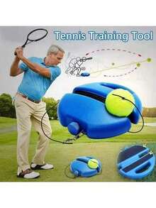 1pc Tennis Trainer With Elastic Rope, Suitable For Solo Tennis Practice, No Need For Partner, Training Assist Tool, Suitable For Adult Beginner Tennis Exercise Equipment, Water/Sand Fillable Tennis Base