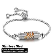 Stainless Steel Aromatherapy Bracelet Diffuser Jewelry Adjustable Chain Hollow Out Flower Perfume Aroma Diffuser Bracelet For Men Women Couple Locket Bracelets - Silver - View 24